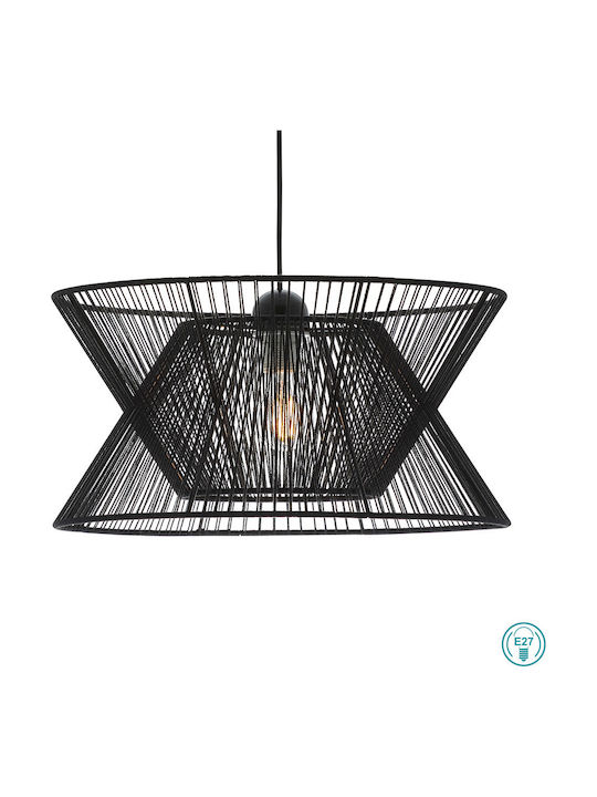 Viokef Argela Pendant Light Suspension with Rope for Socket E27 Black