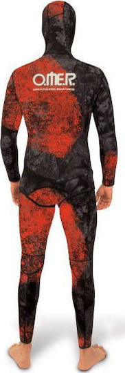 Omer Red Stone Full Diving Suit Shaved Inside with Chest Pad for Spearfishing Camouflage Red 7mm