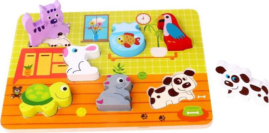 Wooden Kids Peg Puzzle Pets for 1+ Years 7pcs Tooky Toys