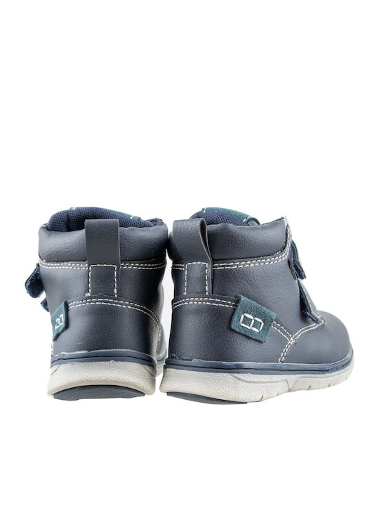 Vostok Anatomical Leather Kids Boots with Velcro Navy Blue