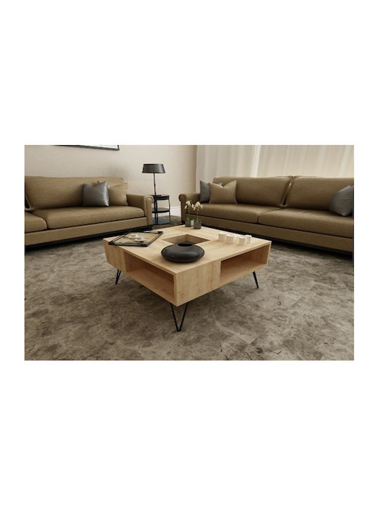 Square Coffee Table Layla Oak/black L80xW80xH38.6cm