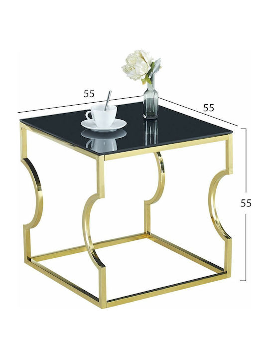 Square Side Table Amara Glass Black L55xW55xH55cm.