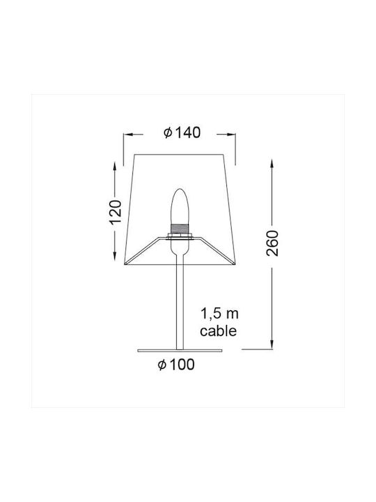 Aca Harpy Metall Tischlampe für Fassung E14 mit Gray Schirm und Silber Basis