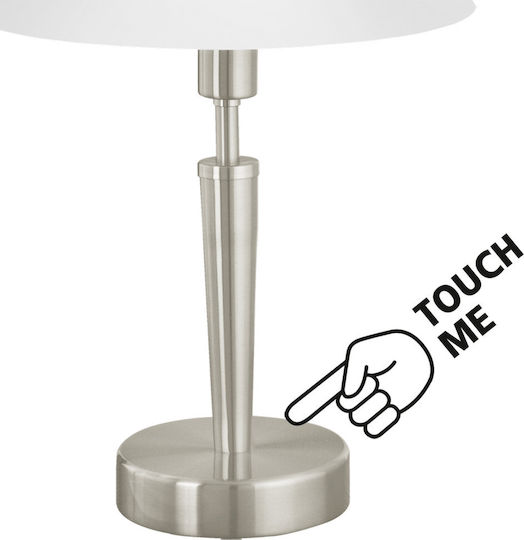 Eglo Metal Table Lamp for Socket E14 with White Shade and Silver Base