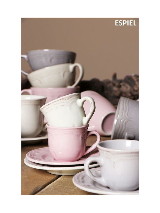 Espiel Venezia Servierschale für Müsli Rund Keramik Rosa Antike mit Durchmesser 13,3cm