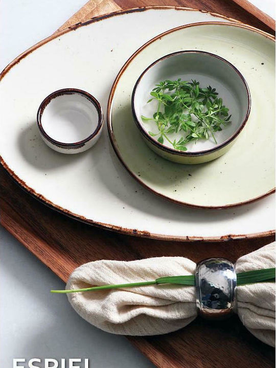 Espiel Terra Plate Shallow Oval made of Porcelain Beige 36x24.5cm