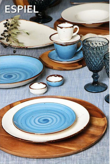 Espiel Terra Teller Untiefe Oval aus Porzellan Beige 36x24.5cm