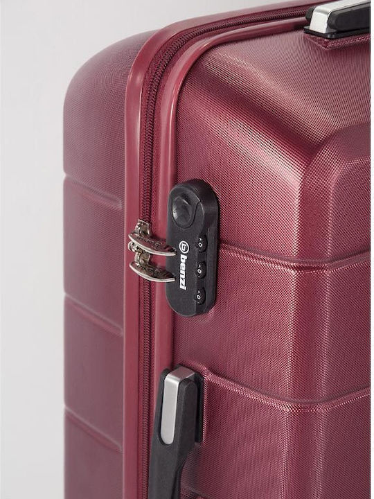 Benzi Cabin Travel Suitcase Hard Burgundy with 4 Wheels Height 55cm