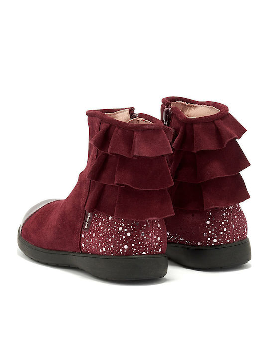 Leather Kids Boots with Zipper Burgundy
