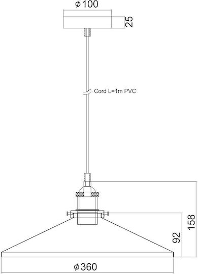 Aca Brown Bell Pendant Ceiling Light with E27 Socket 36x36cm