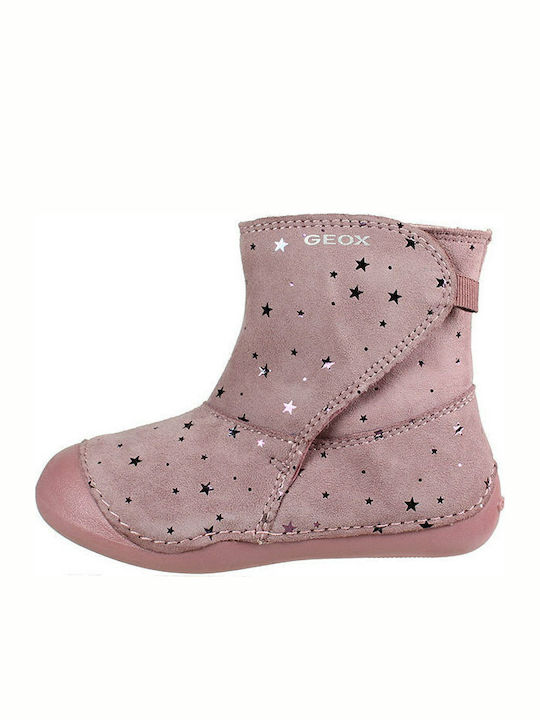 Tutim Anatomice Ghete Copii din Piele cu Velcro Roz