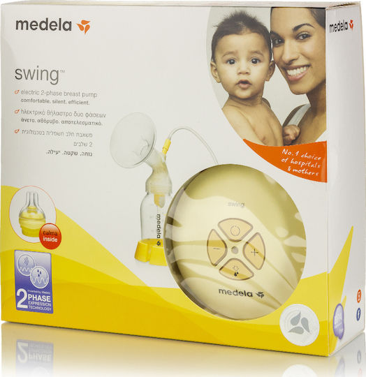 Medela Swing Ηλεκτρικό Μονό Θήλαστρο Μπαταρίας και Ρεύματος Κίτρινο