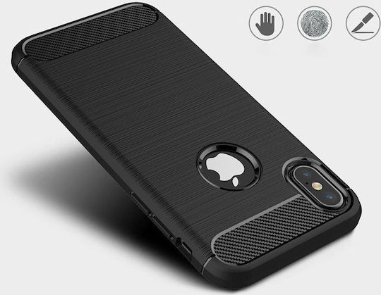Hurtel Carbon Fibre Brushed TPU Back Cover Σιλικόνης Μαύρο (iPhone XR)