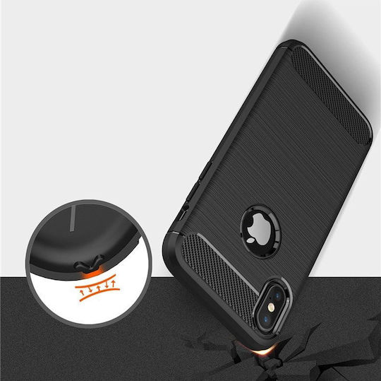 Hurtel Carbon Fibre Brushed TPU Back Cover Σιλικόνης Μαύρο (iPhone XR)