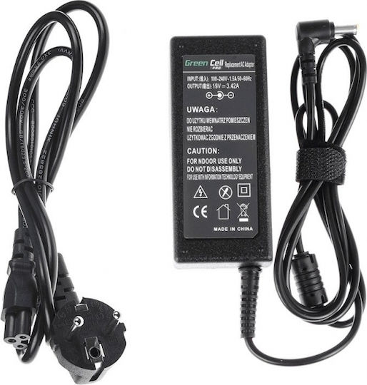 Green Cell PRO Laptop Charger 65W 19V 3.42A for Acer with Detachable Power Cord