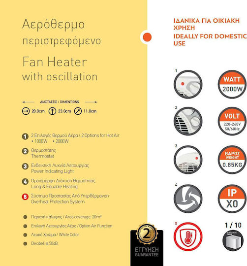 Eurolamp Αερόθερμο Δωματίου Δαπέδου 2000W
