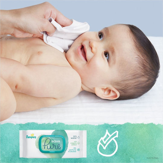 Pampers Pure Aqua Hypoallergen Babytücher mit 99% Wasser, ohne Duftstoffe, Alkohol & Parabene 3x48Stk