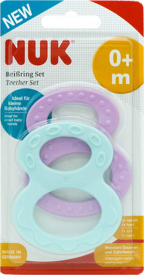 Nuk Teething Ring made of Plastic for 0 m+ Sky Blue-Purple 2pcs