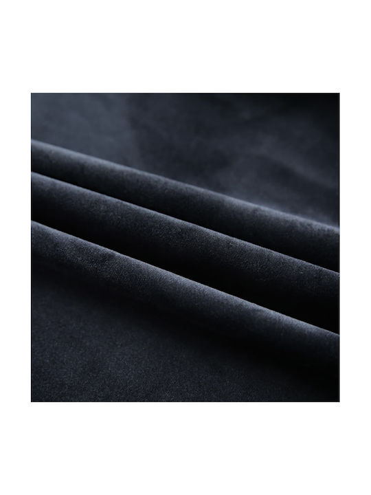 vidaXL Curtain with Pencil Pleat Black Velvet-Black Metal 140x175cm