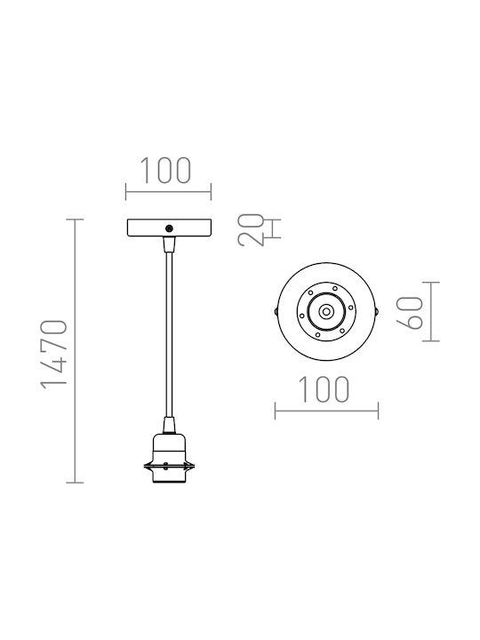 Rendl Light Studio Elisa Chrome Pendant Light Suspension for Socket E27 Pink