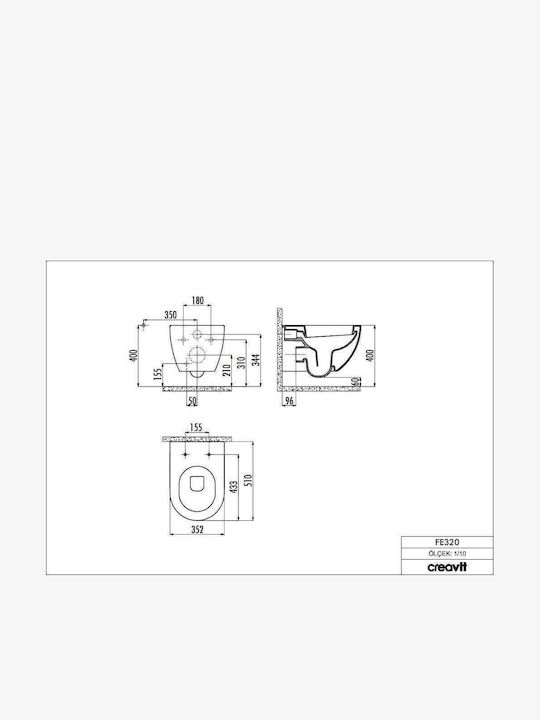 Creavit Free Wall-Mounted Toilet that Includes Slim Soft Close Cover Duroplast Cappuccino Matt