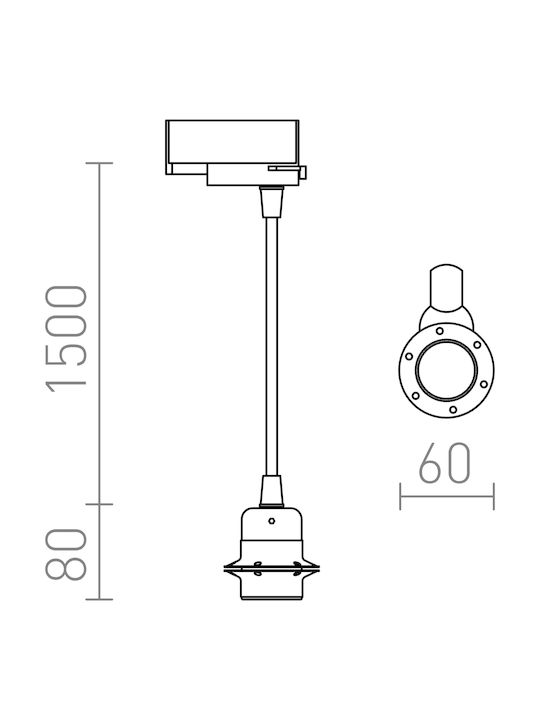 Rendl Light Studio Elisa Pendant Light Suspension Rail for Socket E27 Black