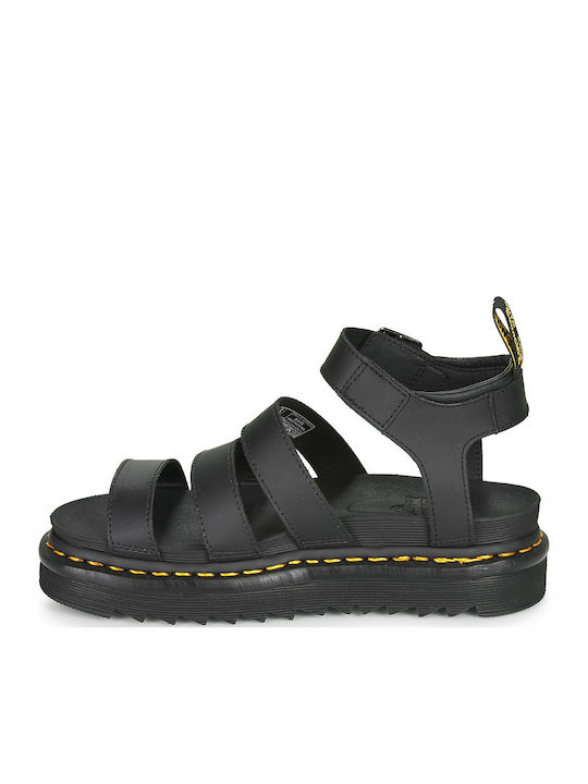 Blaire Δερμάτινα Γυναικεία Σανδάλια Flatforms Μαύρα