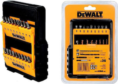 Dewalt Set 36 Burghie cu Diamant HSS cu Tija Cilindrică pentru Metal, Lemn și Materiale de construcție