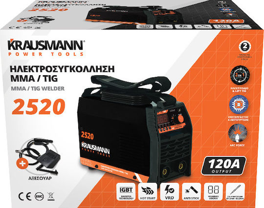Krausmann 2520 Welding Machine TIG / MMA with Maximum Welding Current 120A and Duty Cycle 40%