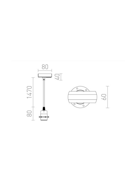 Rendl Light Studio Elisa Pendant Light Suspension Rail for Socket E27 Yellow