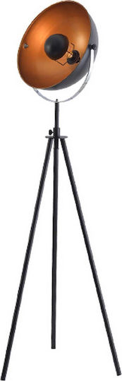 Aca Camara Vintage Φωτιστικό Δαπέδου Υ150xΜ48εκ. με Ντουί για Λαμπτήρα E27 Μαυρο/χρυσο