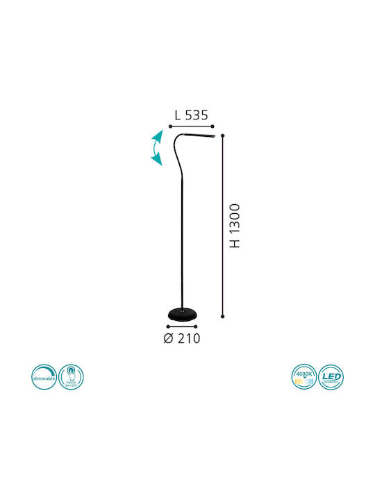 Eglo Laroa LED Φωτιστικό Δαπέδου Υ130xΜ53εκ. με Φυσικό Λευκό Φως 550lm Μαύρο