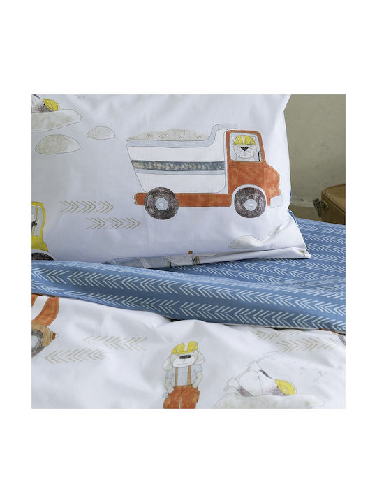 Nima Craftboy Set Kids Duvet Cover Single with Pillowcase Cotton Light Blue 160x240cm