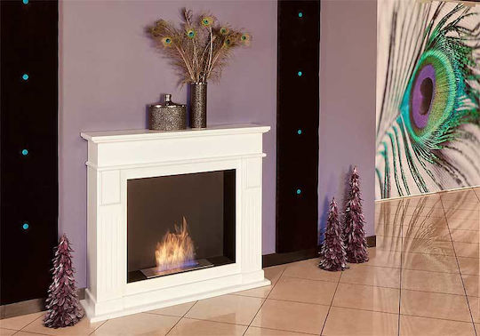 Kratki November Tuv Indoor Floor Bioethanol Fireplace White 115x29.5x101.3cm
