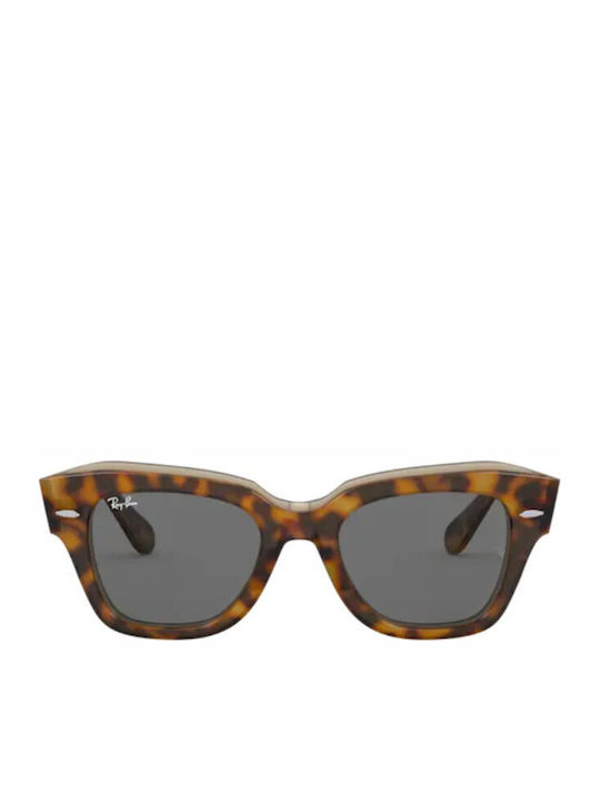 Ray Ban State Street Women's Sunglasses with Brown Tartaruga Plastic Frame and Black Lens RB2186 1292/B1
