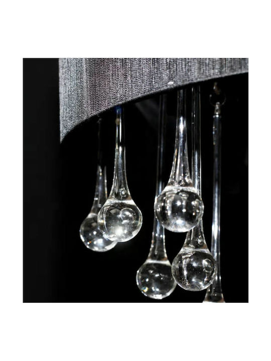 vidaXL Chandelier with Crystals 3xE14 Black 45cm 60344