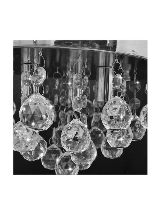 vidaXL Chandelier with Crystals 3xG9 Silver 25cm 240688