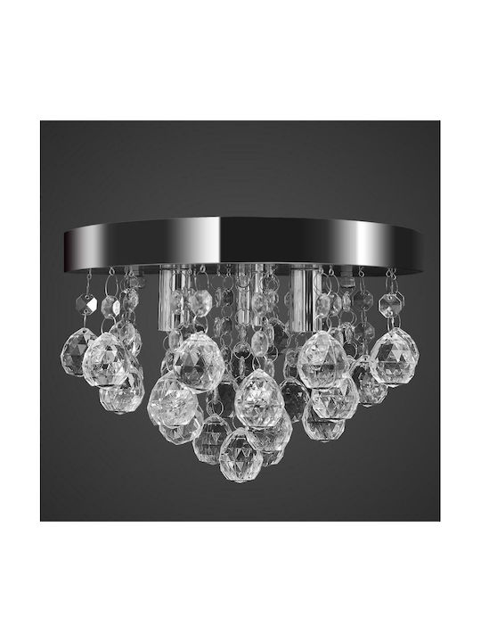 vidaXL Chandelier with Crystals 3xG9 Silver 25cm 240688