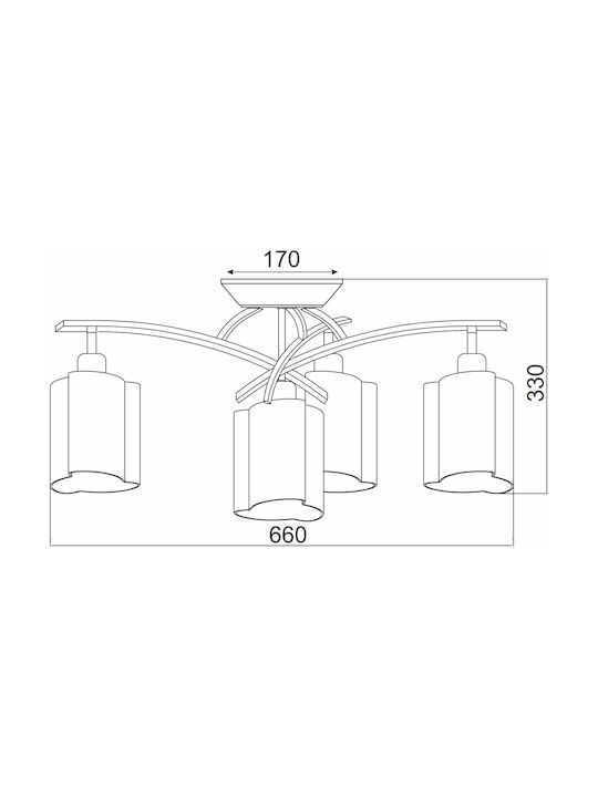 Aca Modern Metal Ceiling Light with Socket E27 66pcs Silver