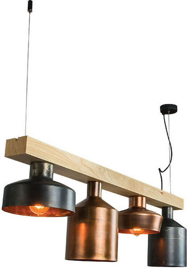 Zambelis Lights Hängelampe Kupfer Schiene für 4 Lampen E27 115x115cm.