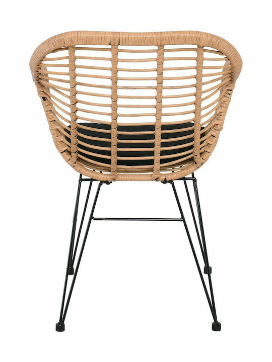 Outdoor-Sessel Rattan Salsa Black/Natural mit Kissen 57x61x82εκ.