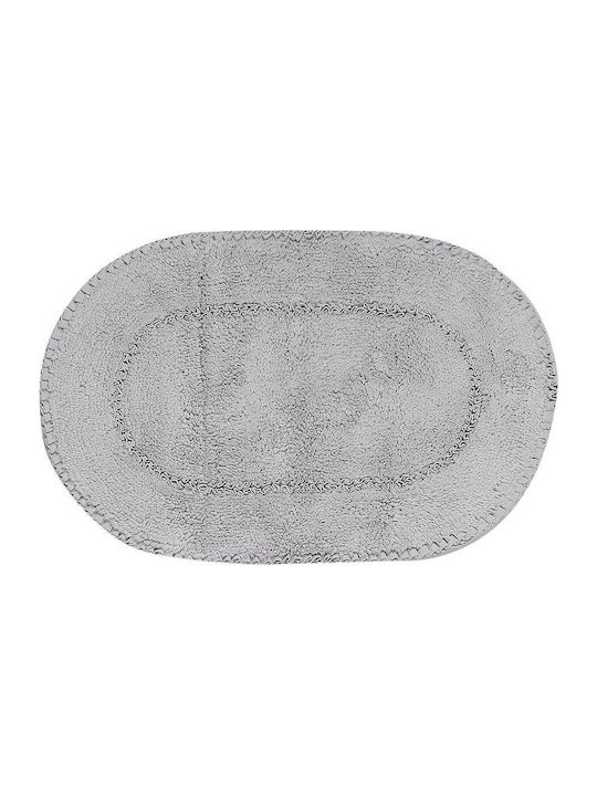 Nef-Nef Homeware Non-Slip Bath Mat Cotton Oval Crochet 022724 Gray 55x85cm