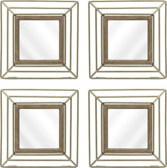 Inart 3-95-667-0011 Wandspiegel Quadrat Beige 40x40cm 4 Stück Inart 3-95-667-0011 Wandspiegel Quadrat Beige 40x40cm 4 Stück
