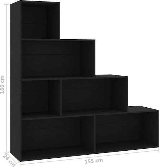 Bibliothek Schwarz 155x24x160cm