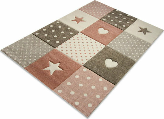 Tzikas Carpets 20339-755 Παιδικό Χαλί Καρδιές Ροζ 133x190cm Πάχους 13mm