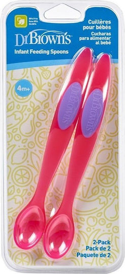 Dr. Brown's Бебешки Комплект с Лъжици от Силикон за 4+ месеца Pink 2бр