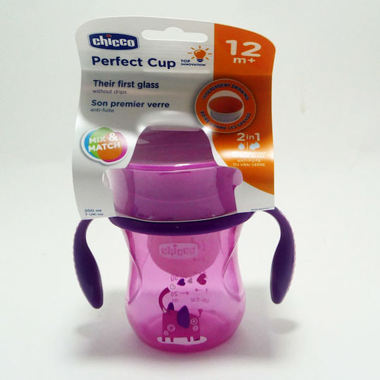 Chicco Παιδικό Ποτηράκι "Perfect" από Πλαστικό Ροζ 200ml για 12m+