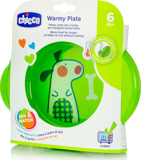Chicco Baby Food Plate Warmy Plate 6m+ made of Plastic Green 16000-30