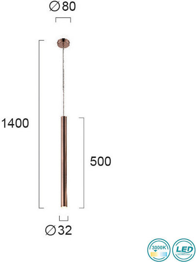 Viokef Elliot Pendant Light Copper Rail