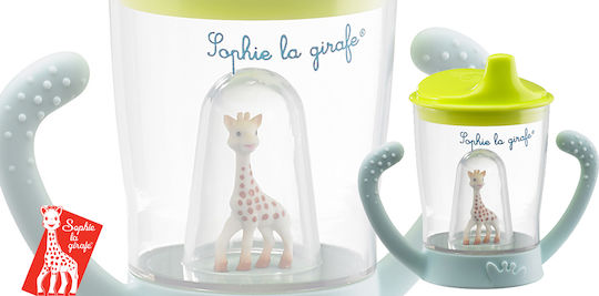 Sophie La Girafe Non-spill Cup Mascotte Educational Sippy Cup Plastic with Handles Green for 6m+m+ 180ml
